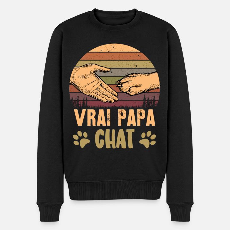 vrai papa chat - Pull Premium bio Homme - noir