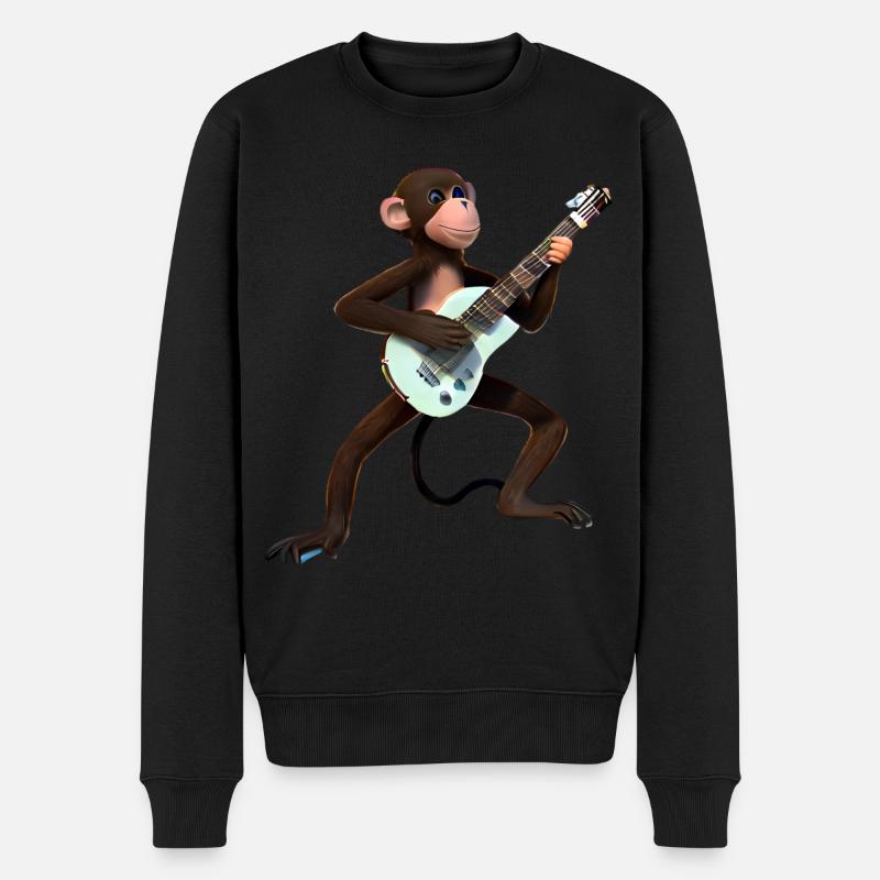 Guitariste Monkey - Pull Premium bio Homme - noir
