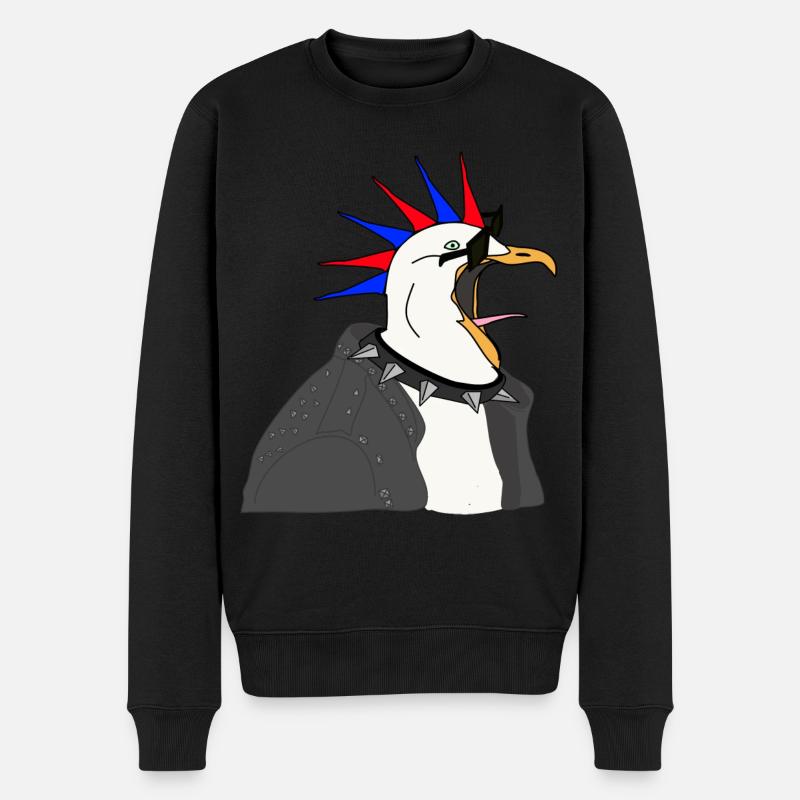 punker möwe lederjacke sonnenbrille - Männer Premium Bio Pullover - Schwarz