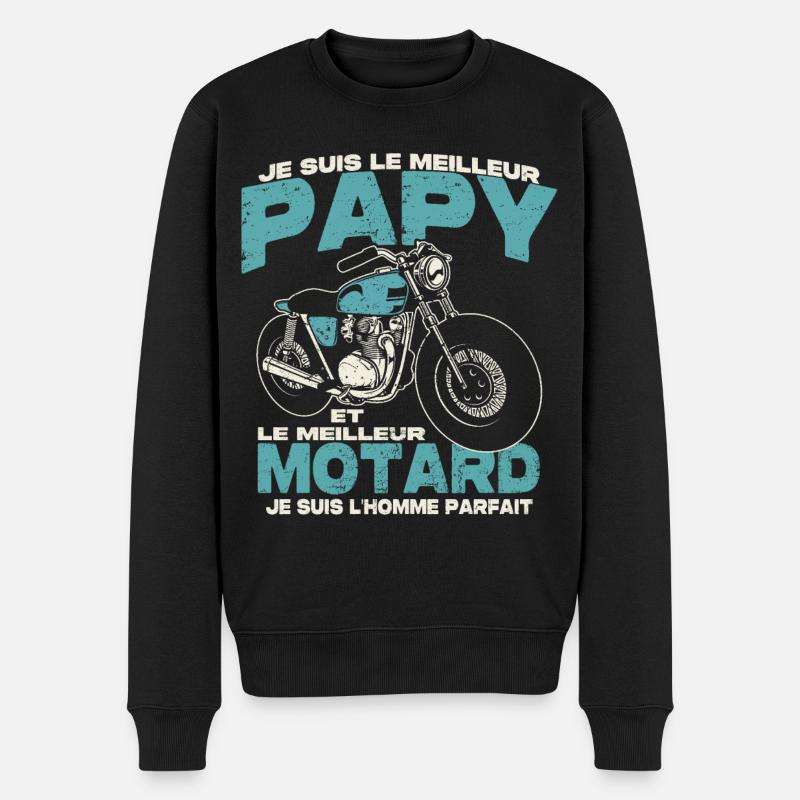 Le meilleur papy et le meilleur motard - Pull Premium bio Homme - noir