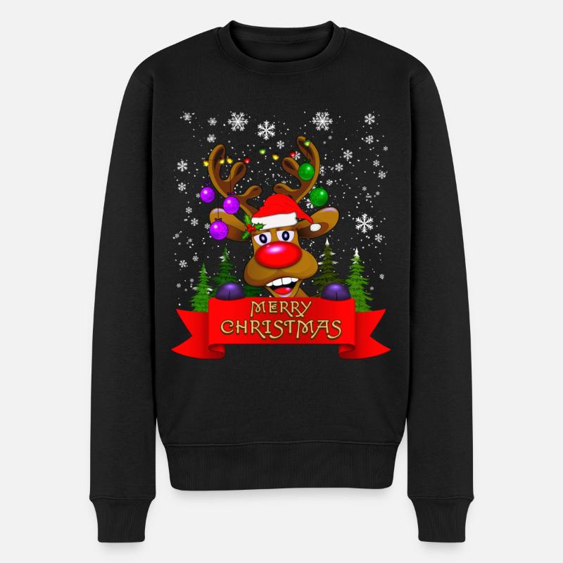 Weihnachten Geschenkidee Rentier! Merry Christmas - Männer Premium Bio Pullover - Schwarz