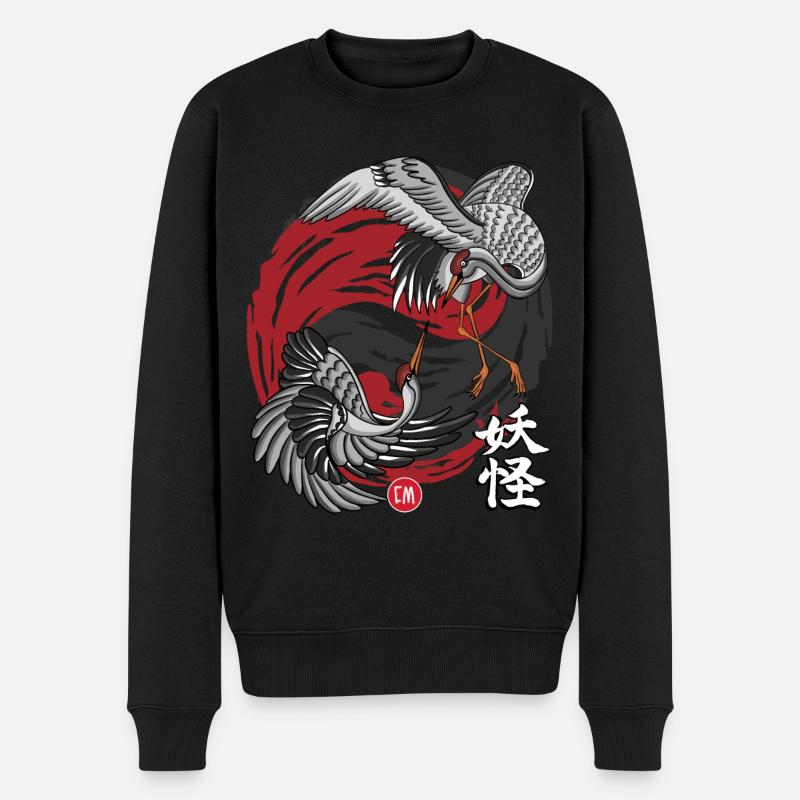 Yokai Kran - Männer Premium Bio Pullover - Schwarz