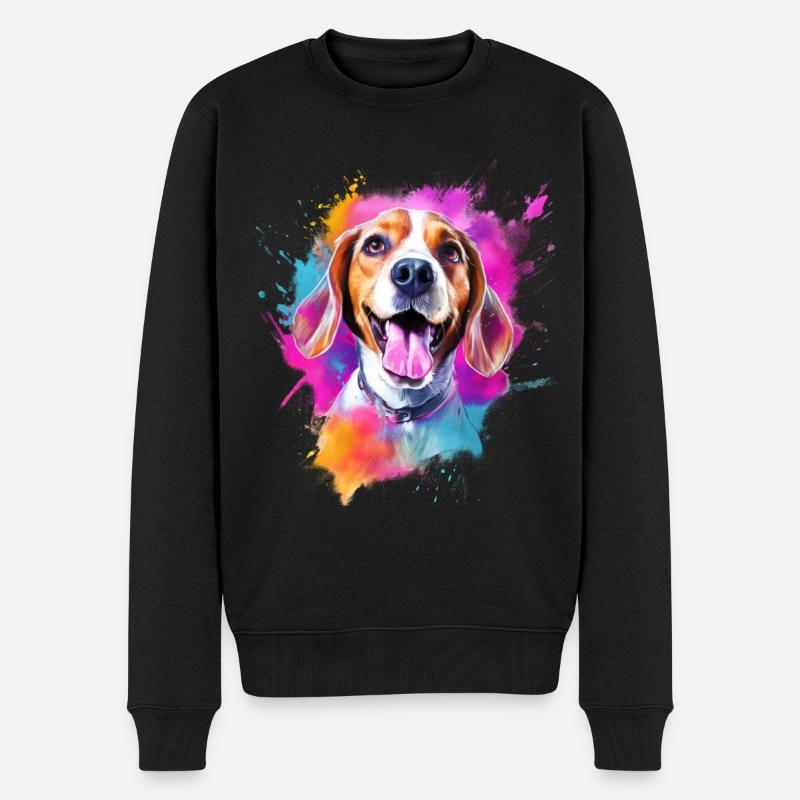 Beagle mit Sonnenbrille - Männer Premium Bio Pullover - Schwarz