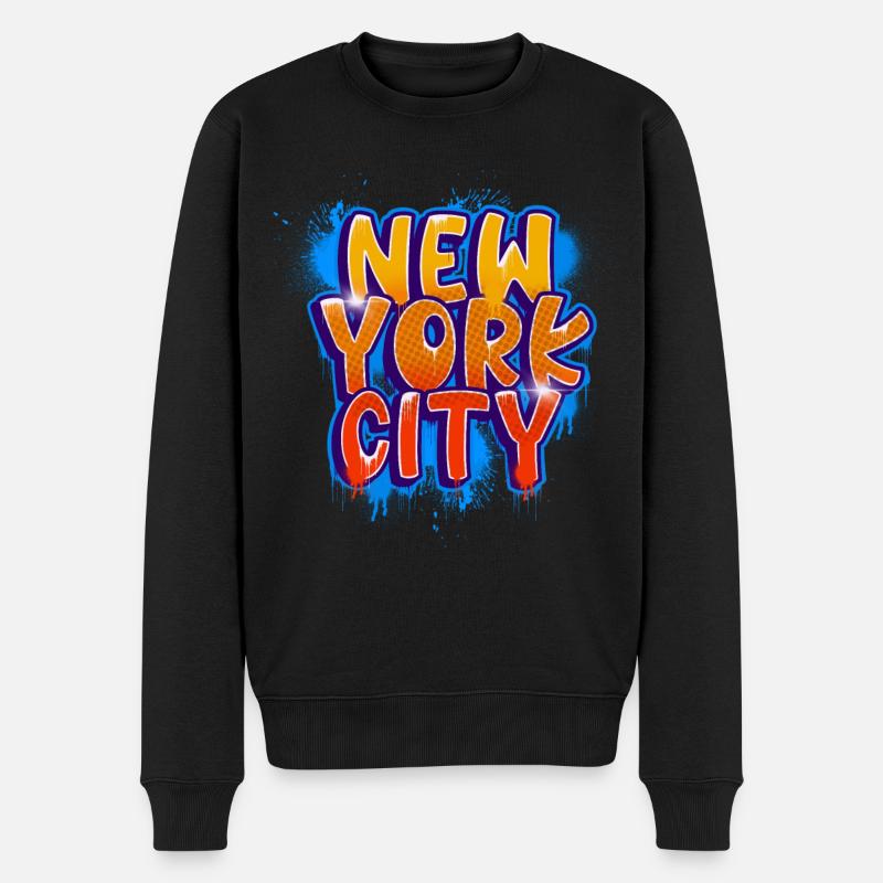 New York Graffiti - Männer Premium Bio Pullover - Schwarz