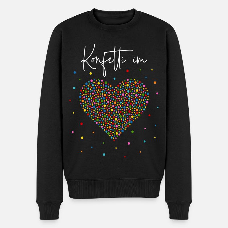 Konfetti im Herzen - Männer Premium Bio Pullover - Schwarz