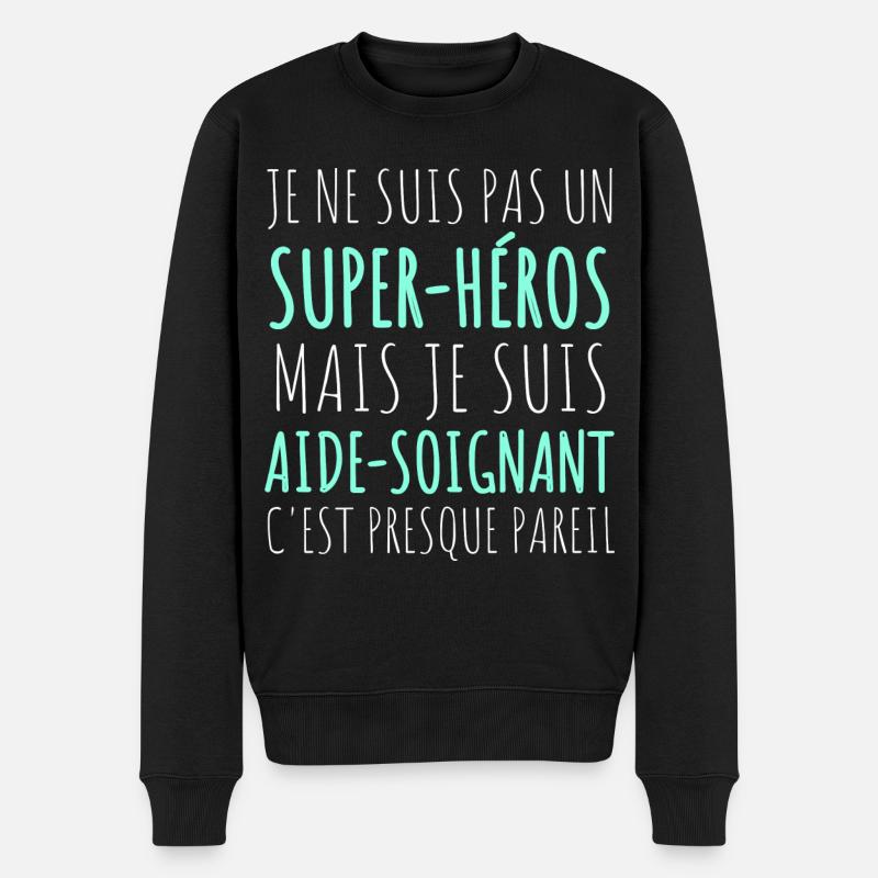 Aide-soignant super héros humour aide soignant - Pull Premium bio Homme - noir