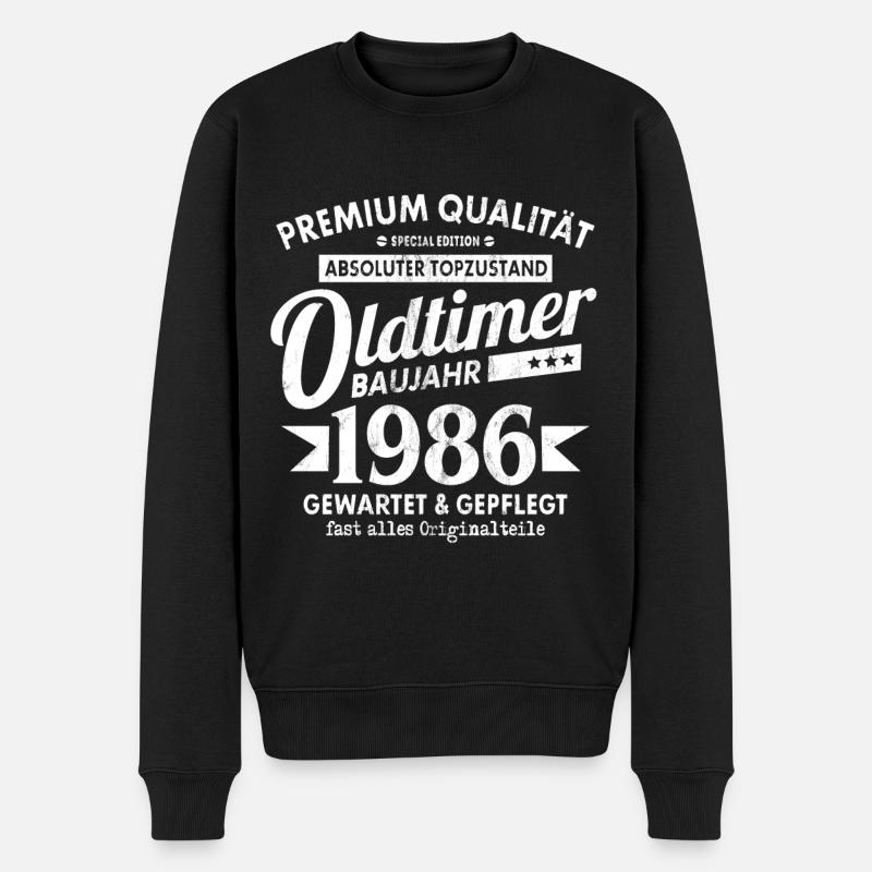 OLDTIMER 1986 LUSTIG 35 JAHRE GEBURTSTAG GESCHENK - Männer Premium Bio Pullover - Schwarz
