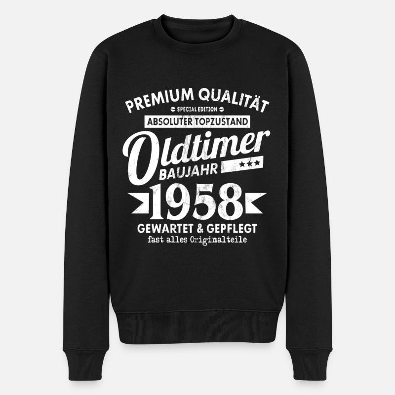 OLDTIMER 1958 LUSTIG 63 JAHRE GEBURTSTAG GESCHENK - Männer Premium Bio Pullover - Schwarz