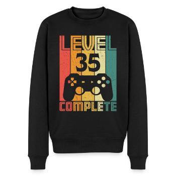 35. Geburtstag Gamer Level 35 Complete 35 Jahre - Männer Premium Bio Pullover - Schwarz - Vorne - Nico (187cm)