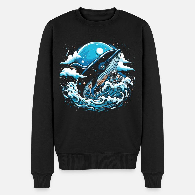 Weltraum-Wal-Fantasie - Männer Premium Bio Pullover - Schwarz