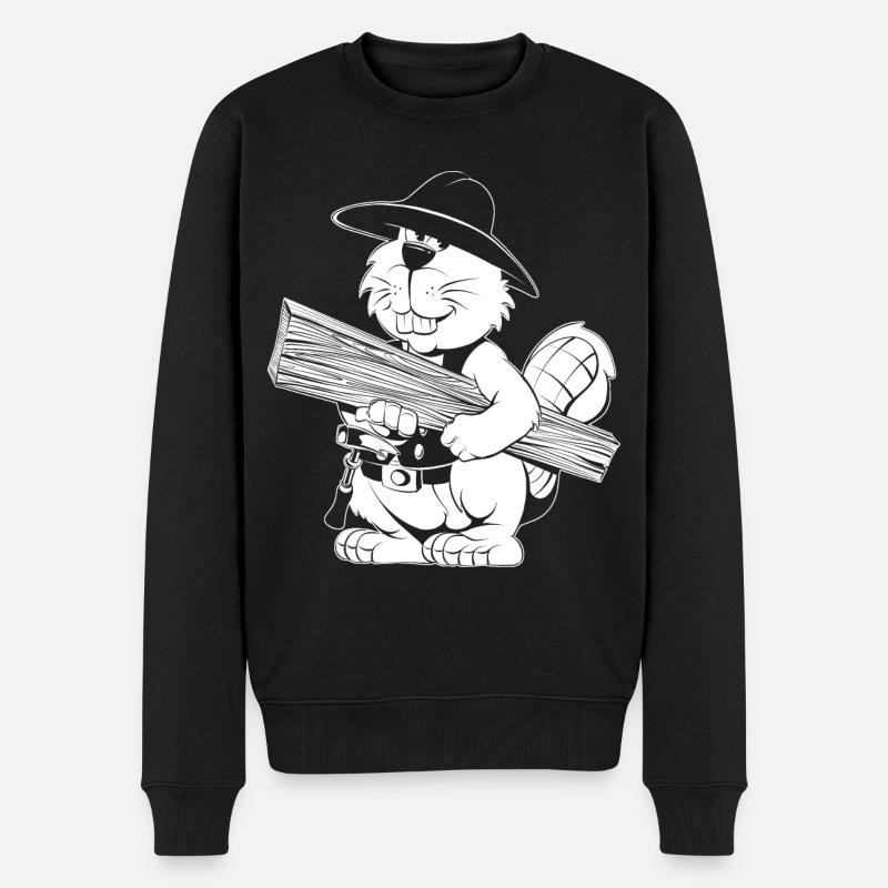 Caricature de charpentier - Pull Premium bio Homme - noir