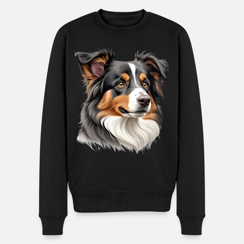 Australian Shepherd Kopf - Männer Premium Bio Pullover - Schwarz