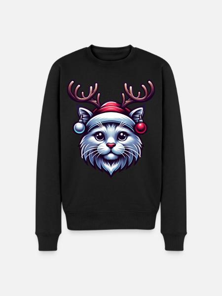 Cat Reindeer Antlers - Men's Premium Organic Jumper - black