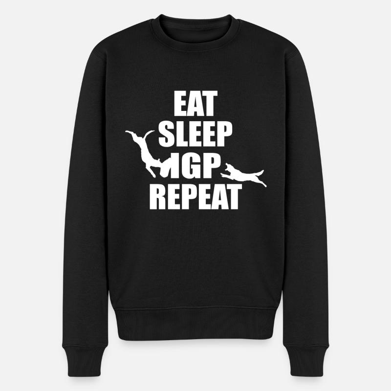 EAT SLEEP IGP REPEAT White - Männer Premium Bio Pullover - Schwarz
