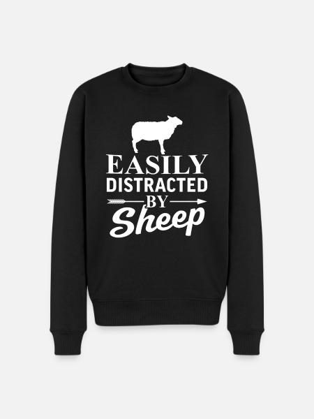 Easily distracted by sheep - Men's Premium Organic Jumper - black