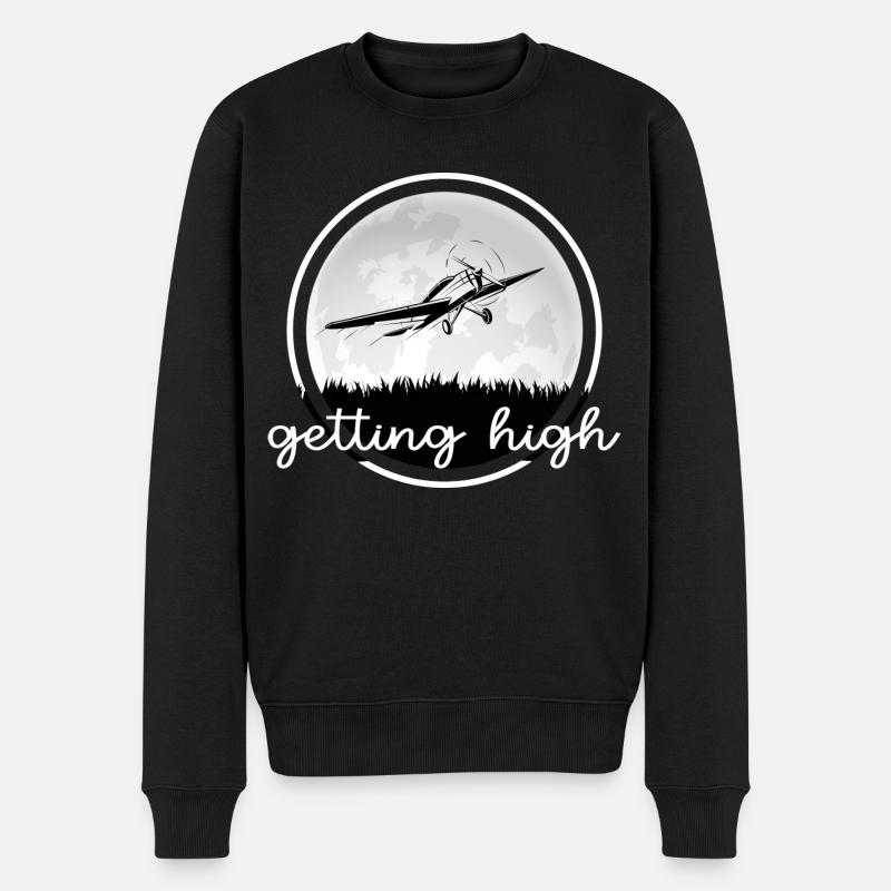 Flugzeug Pilot "getting high" Flieger-Romantik - Männer Premium Bio Pullover - Schwarz