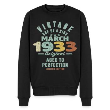 March 1933 - 90 years old - 90th birthday - Men's Premium Organic Jumper - black - Front - Nico (187cm)