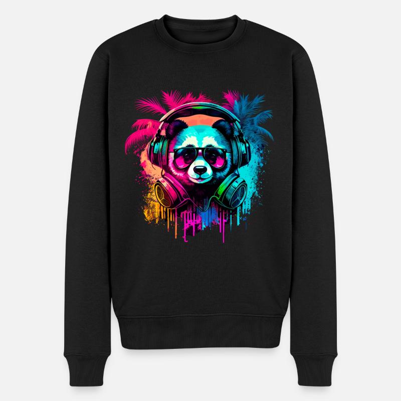 Abstrakter Pandabär - Männer Premium Bio Pullover - Schwarz