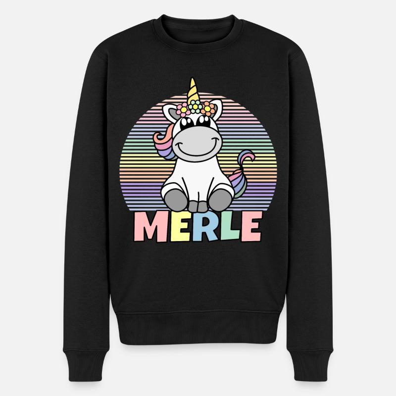 Merle Einhorn Name - Männer Premium Bio Pullover - Schwarz