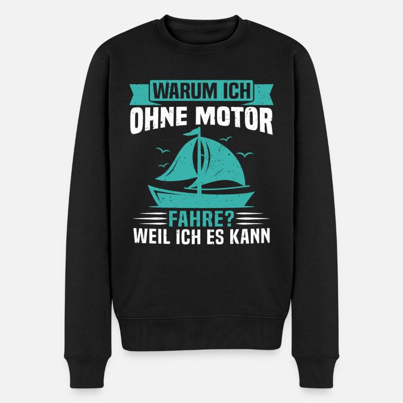 warum ich ohne motor fahre weil ich es kann - Männer Premium Bio Pullover - Schwarz