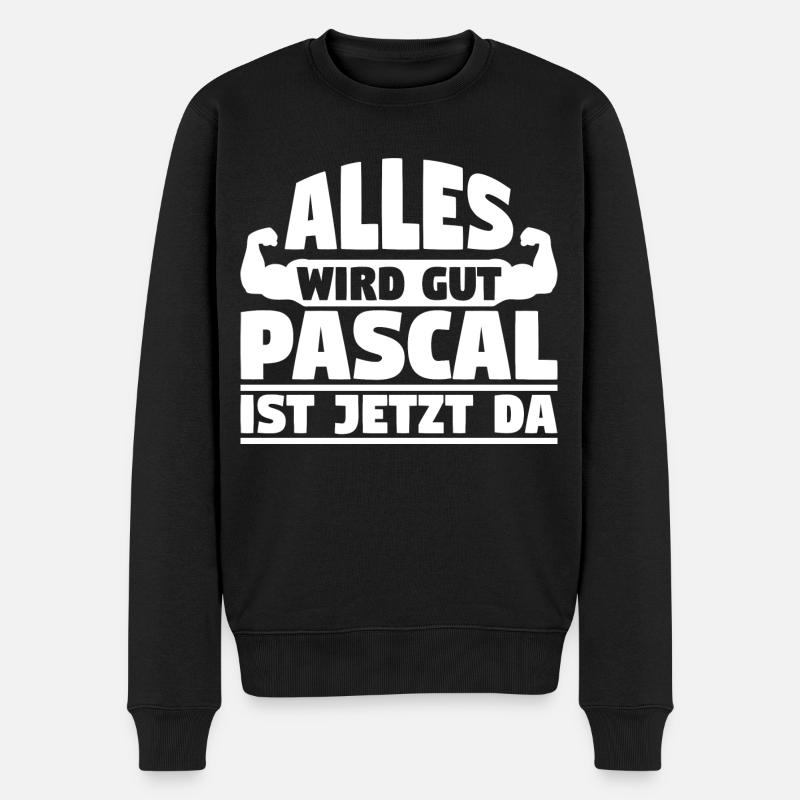 Alles wird gut Pascal ist jetzt da - Männer Premium Bio Pullover - Schwarz