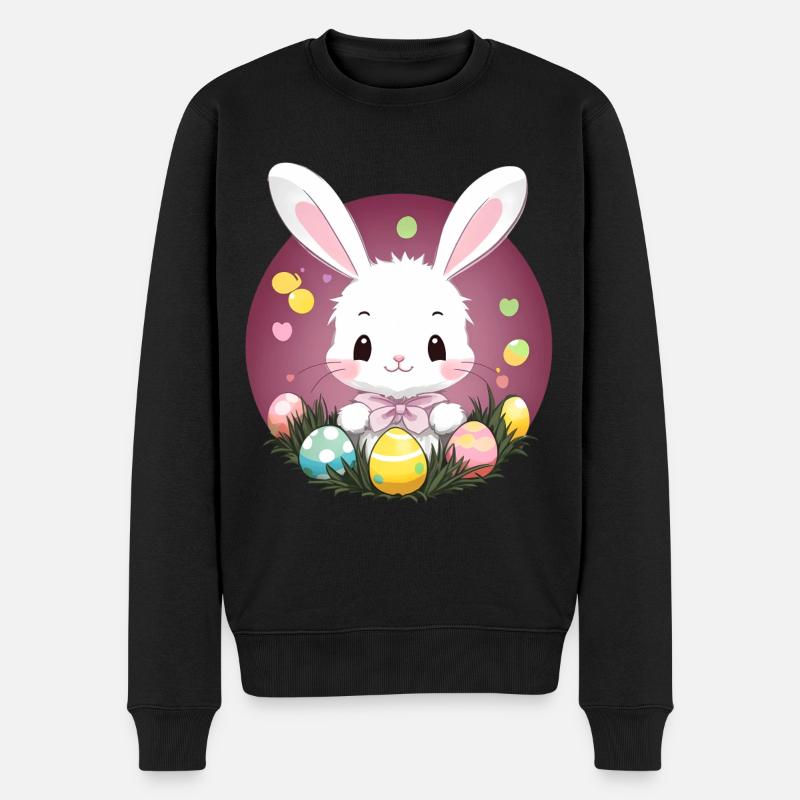Lapin Lapin de Pâques rose - Pull Premium bio Homme - noir