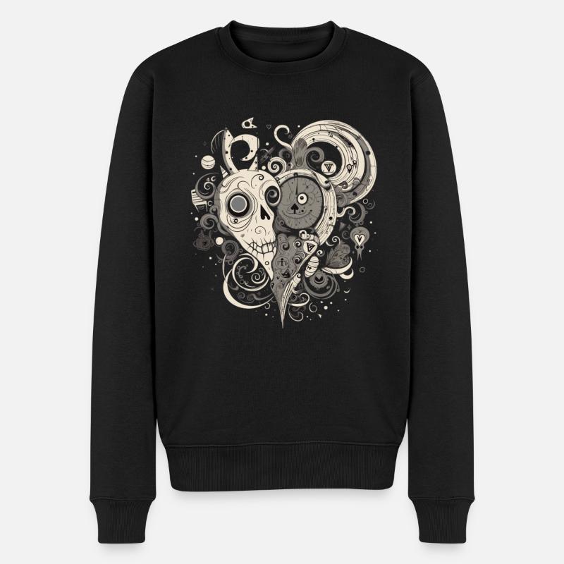 Herz Liebe - Männer Premium Bio Pullover - Schwarz