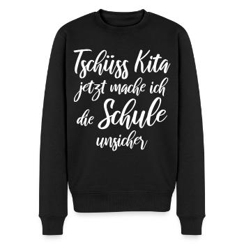 Schulanfang - Männer Premium Bio Pullover - Schwarz - Vorne - Nico (187cm)