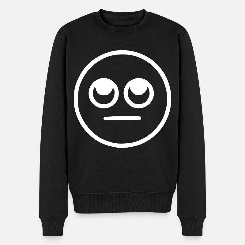 Emoji Skizze neutral weiß - Männer Premium Bio Pullover - Schwarz