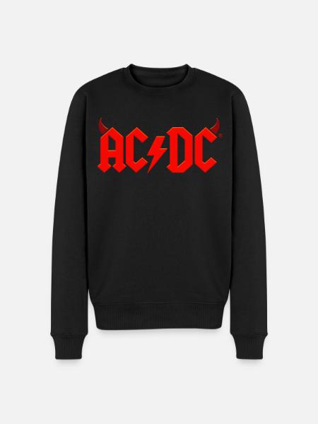AC/DC rødt logo med djævlehorn og lyn - Økologisk premium-sweatshirt til mænd - sort