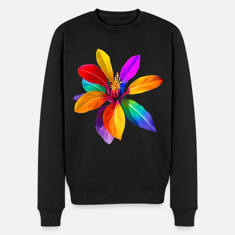 Regenbogenblume aus Fantasialand - Männer Premium Bio Pullover - Schwarz