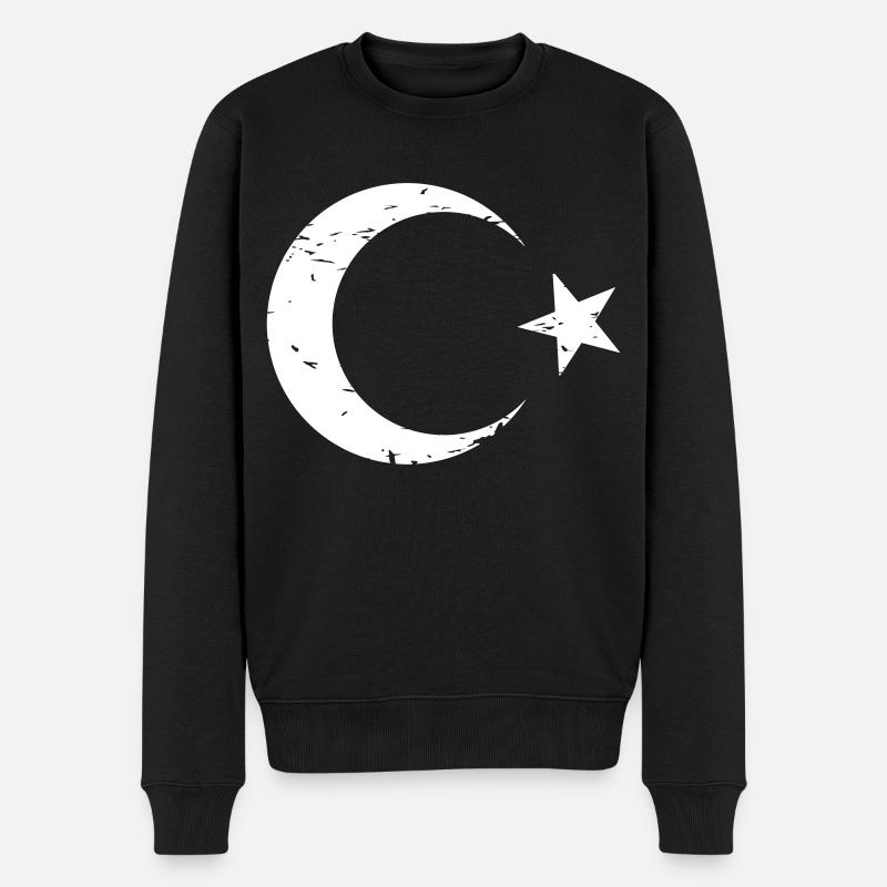 Türkische Flagge vintage Styl - Männer Premium Bio Pullover - Schwarz