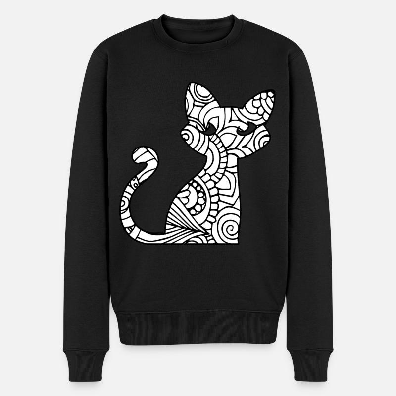 dessin chat mandala noir et blanc - Pull Premium bio Homme - noir