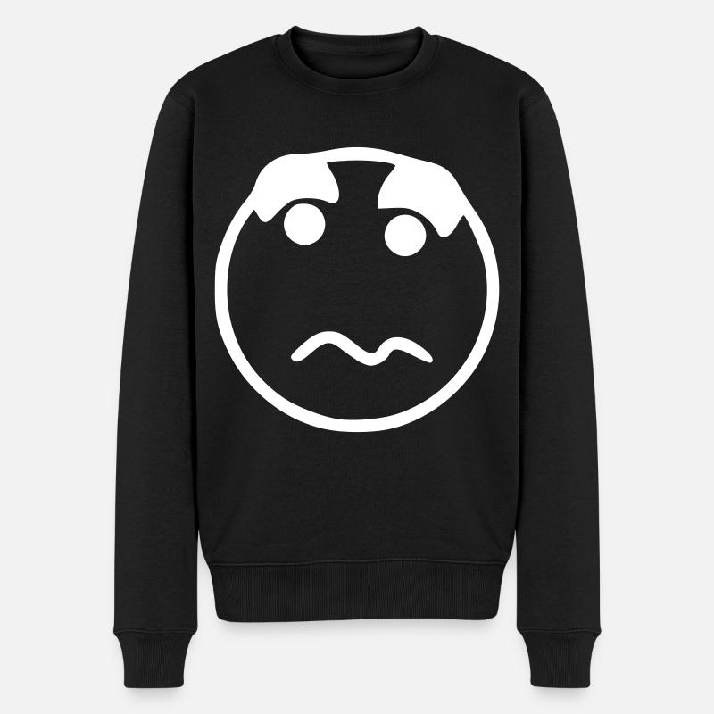 Emoji sketch blanc nerveux - Pull Premium bio Homme - noir