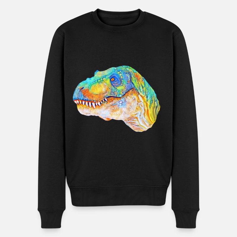 T-Rex - Männer Premium Bio Pullover - Schwarz
