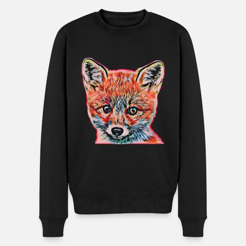 Fuchs - Männer Premium Bio Pullover - Schwarz