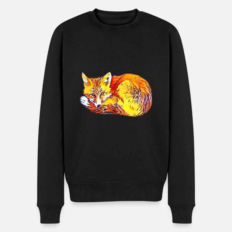 Fuchs - Männer Premium Bio Pullover - Schwarz