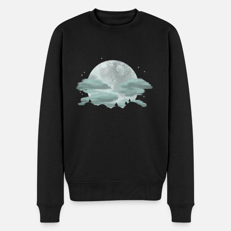 Vollmond Nacht - Männer Premium Bio Pullover - Schwarz