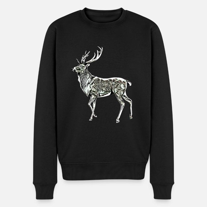 Cerf - Pull Premium bio Homme - noir