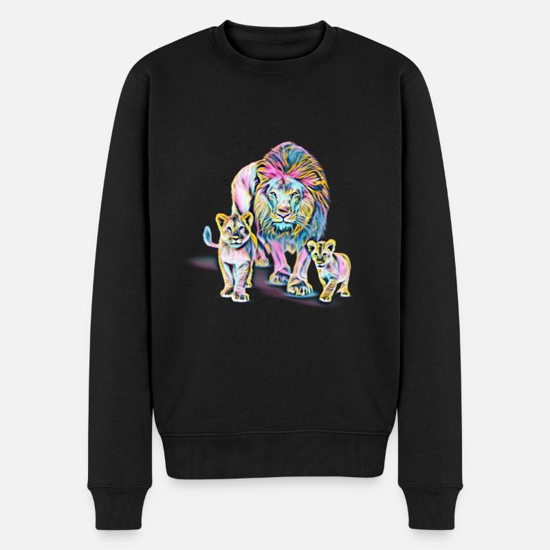 Löwen - Männer Premium Bio Pullover - Schwarz