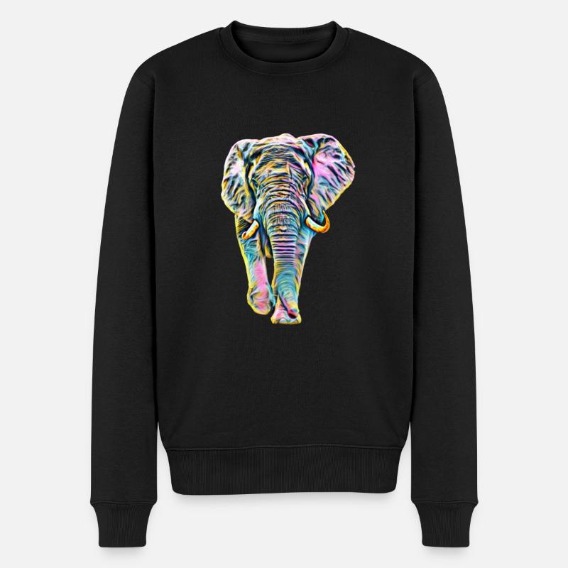 Elefant - Männer Premium Bio Pullover - Schwarz