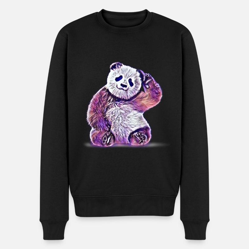 Panda - Männer Premium Bio Pullover - Schwarz
