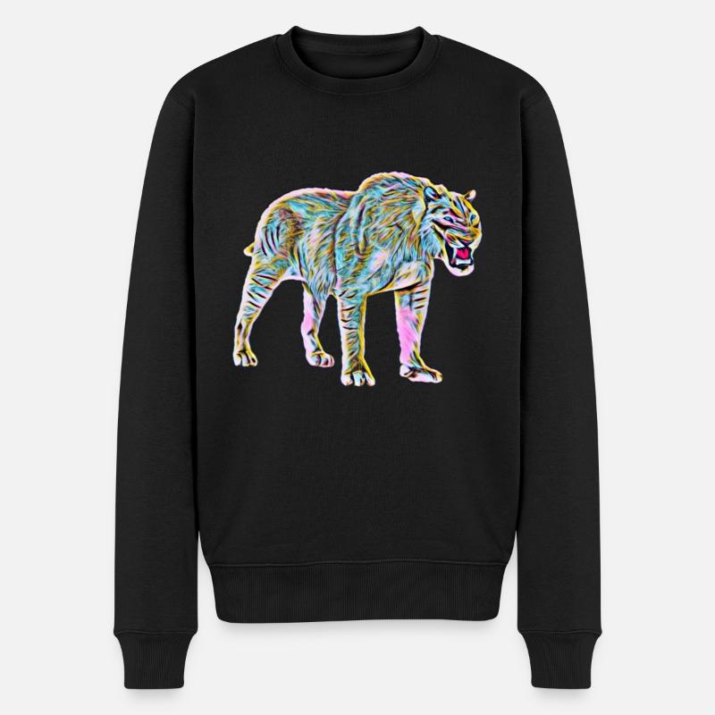 Säbelzahntiger - Männer Premium Bio Pullover - Schwarz