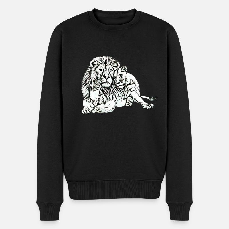 Löwen - Männer Premium Bio Pullover - Schwarz