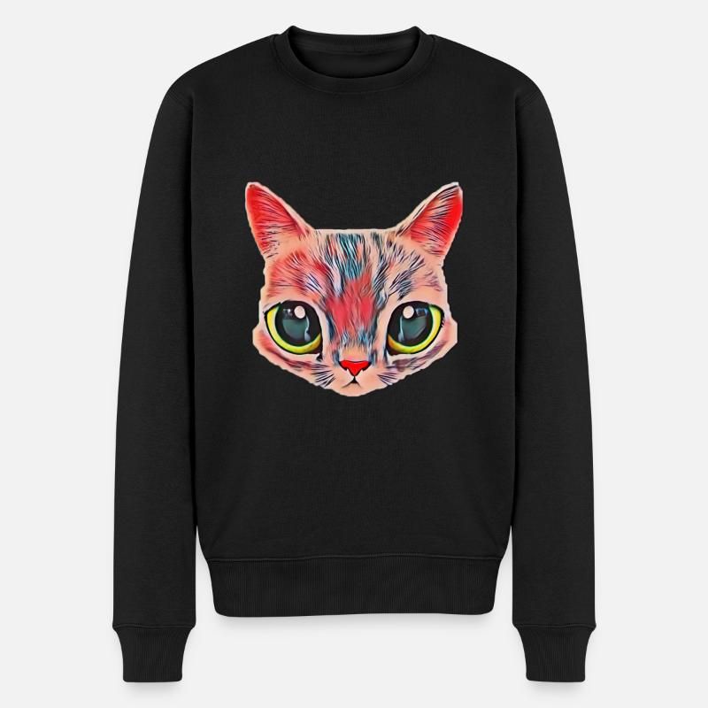 Katze - Männer Premium Bio Pullover - Schwarz