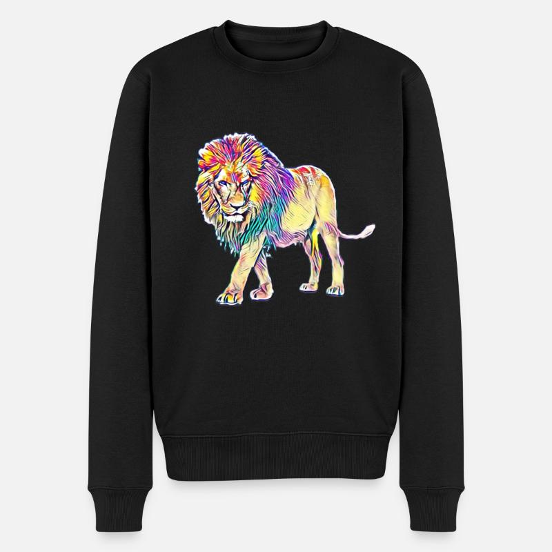 Löwe - Männer Premium Bio Pullover - Schwarz