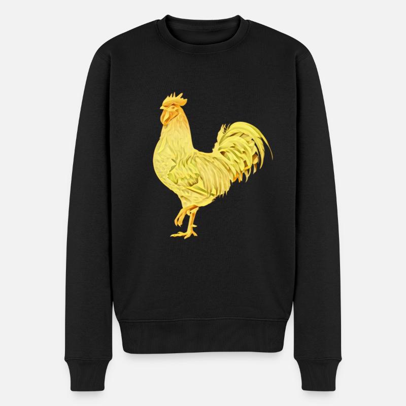 Hahn - Männer Premium Bio Pullover - Schwarz