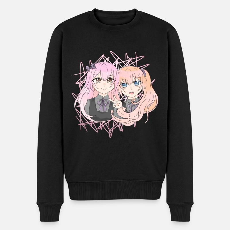 Manga Girls - Männer Premium Bio Pullover - Schwarz