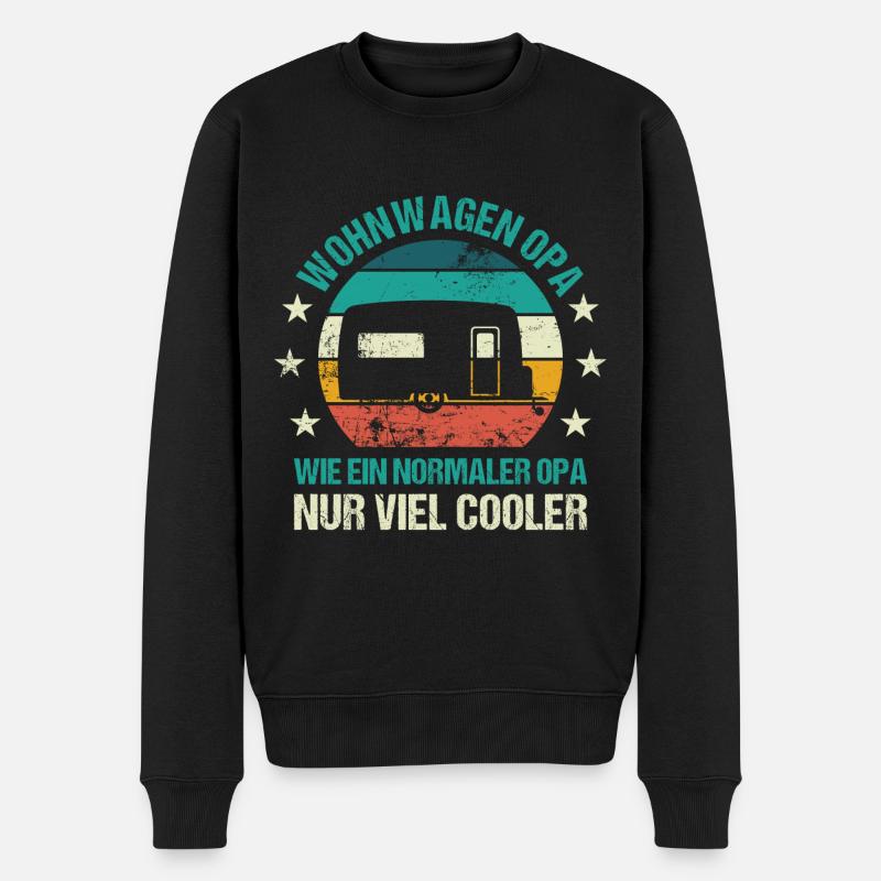Camping Wohnwagen Opa Camper - Männer Premium Bio Pullover - Schwarz