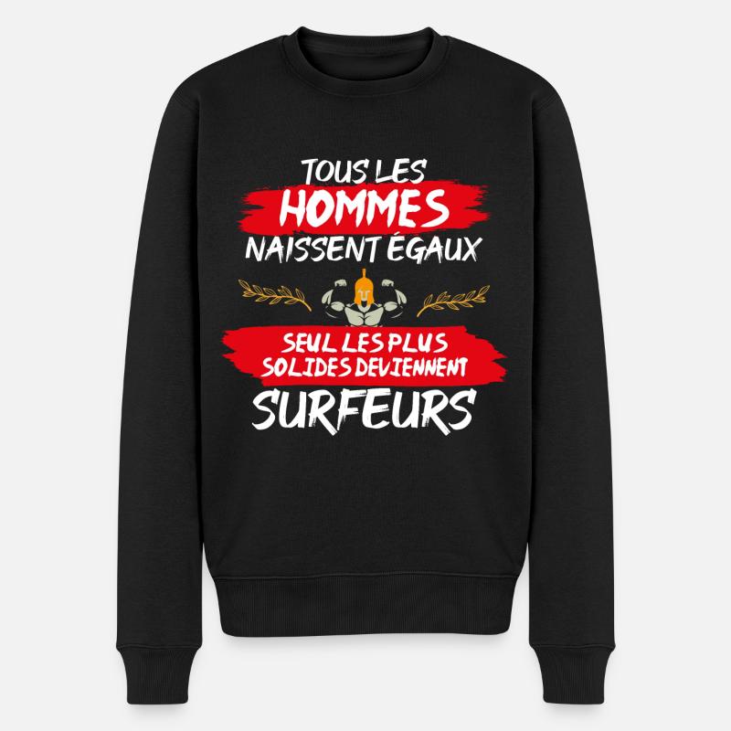 Les plus solides deviennent surfeurs - Pull Premium bio Homme - noir